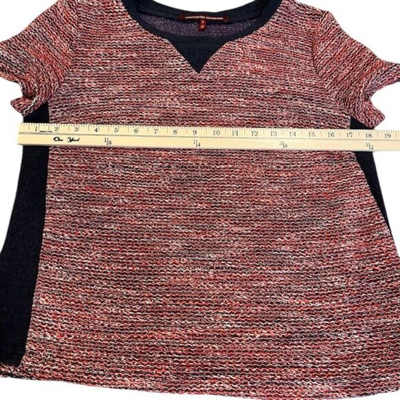 Comptoir Des Cotonniers Red and Navy Tweed Short Sleeve Crewneck Top Size Small - Picture 8 of 10